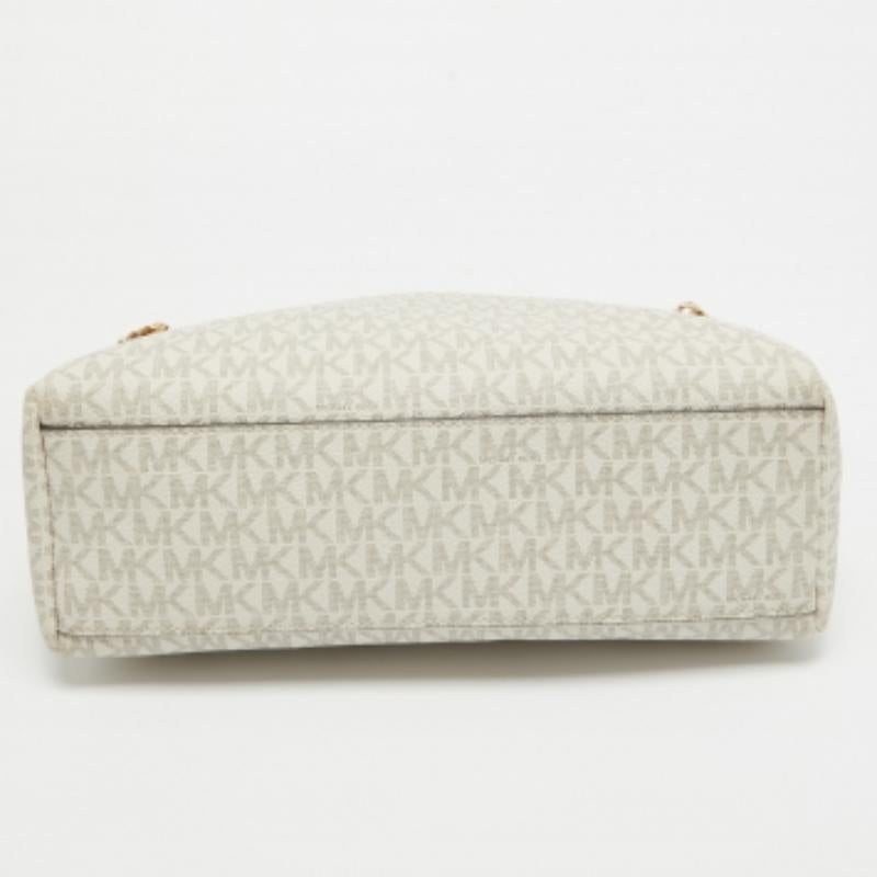 Michael Kors Tote Susan Small de piel y lona revestida blanco/marrón Signature Beige en venta