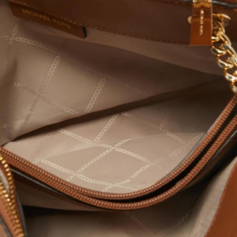 Michael Kors Tote Susan Small de piel y lona revestida blanco/marrón Signature en venta 4