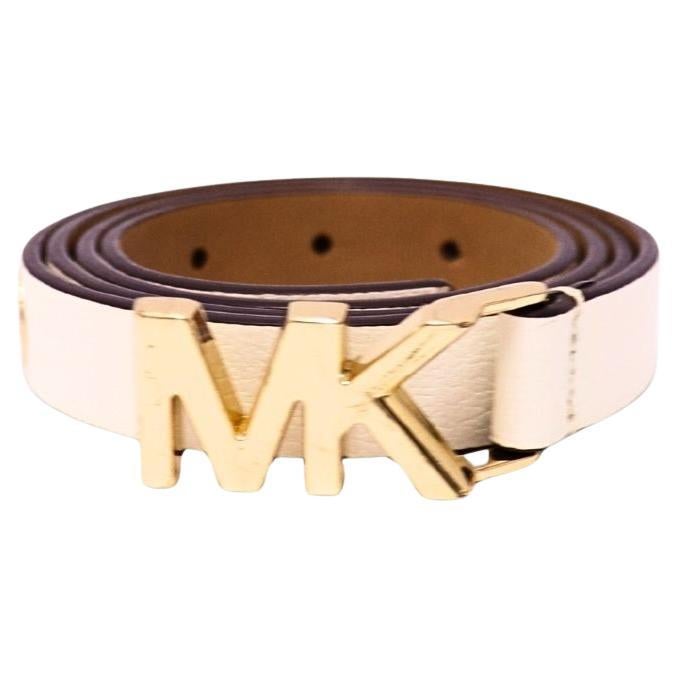 Michael Kors Cintura in pelle bianca con logo MK dorato