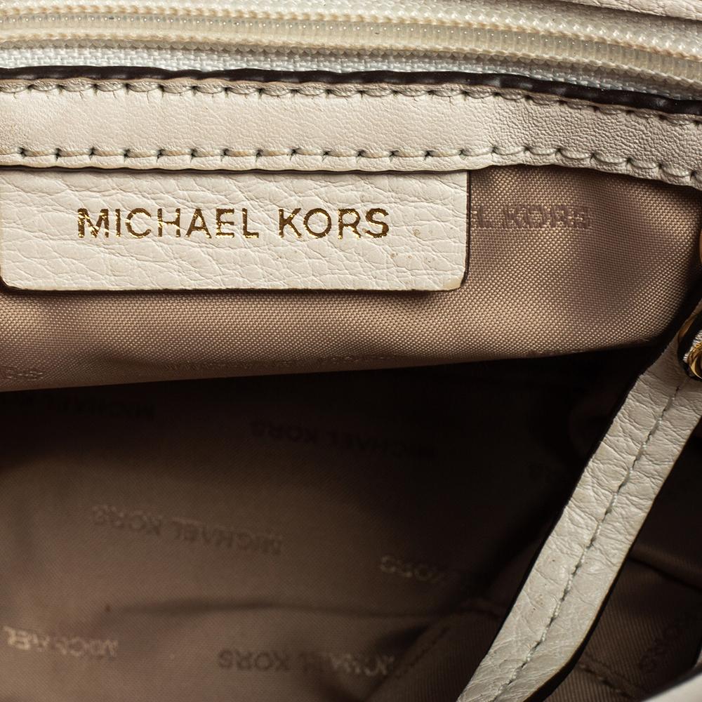 Michael Kors White Leather Floral Embellished Backpack 3