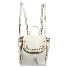 Michael Kors Weißer Rucksack aus Leder mit Blumenverzierung
