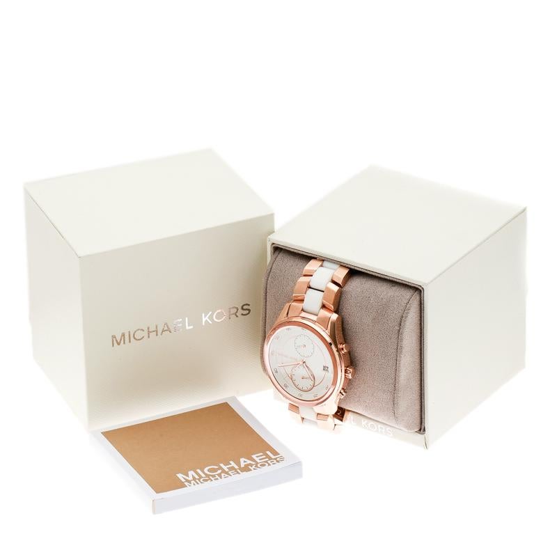 Michael Kors White Rose Gold Plated Steel Briar MK6467 Men's Wristwatch 40MM In New Condition In Dubai, Al Qouz 2