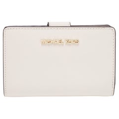 Michael Kors White Saffiano Leather Travel Jet Set French Wallet