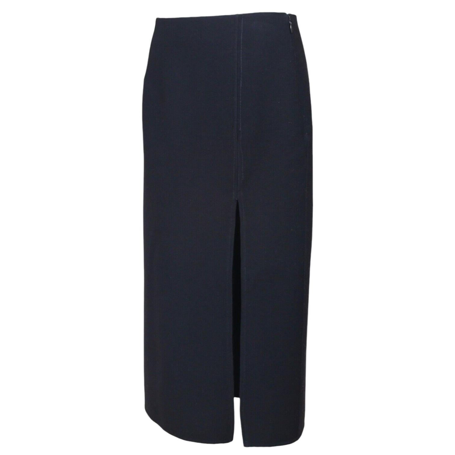 MICHAEL KORS Wool Skirt Black Pencil Straight Slit Sz 4 MADE IN ITALY In Good Condition For Sale In Hollywood, FL
