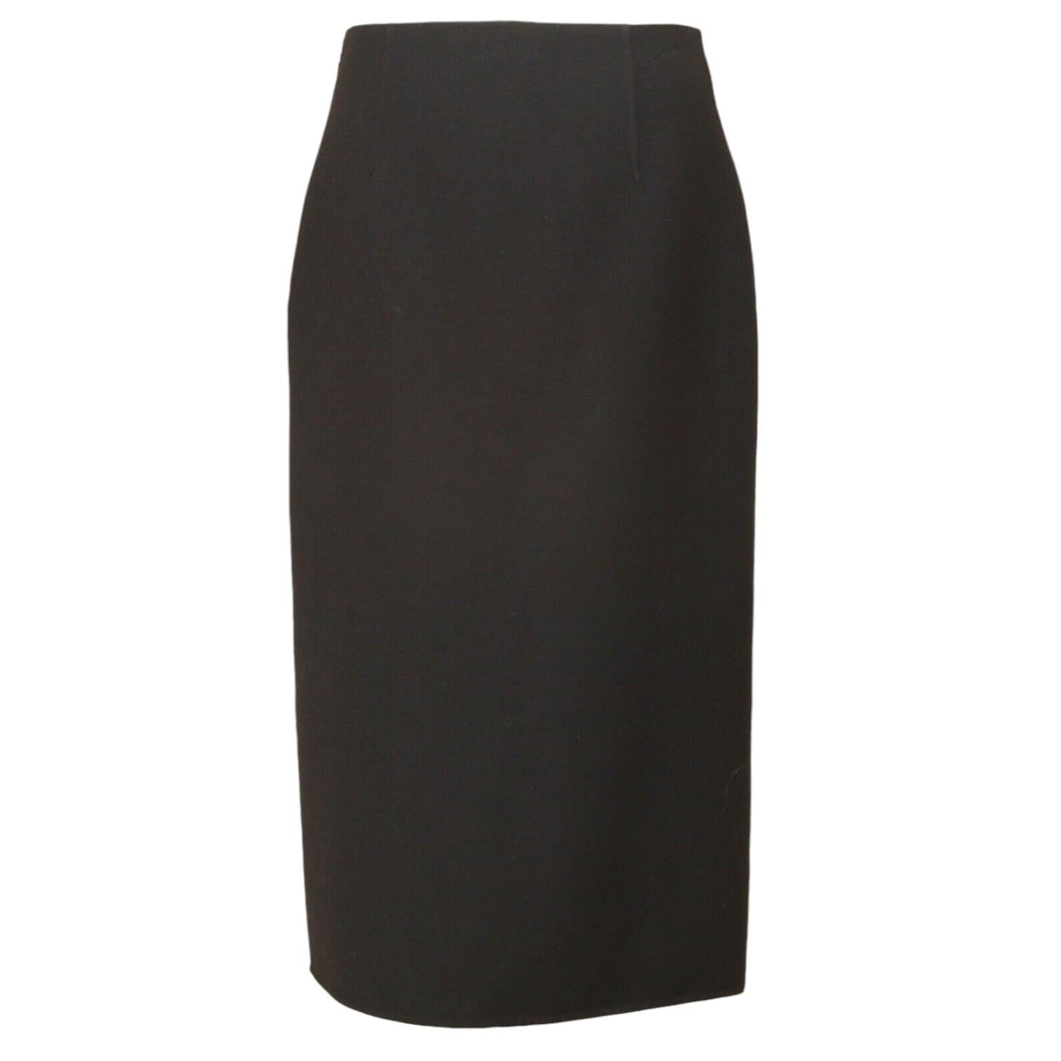 Women's MICHAEL KORS Wool Skirt Black Pencil Straight Slit Sz 4 MADE IN ITALY For Sale