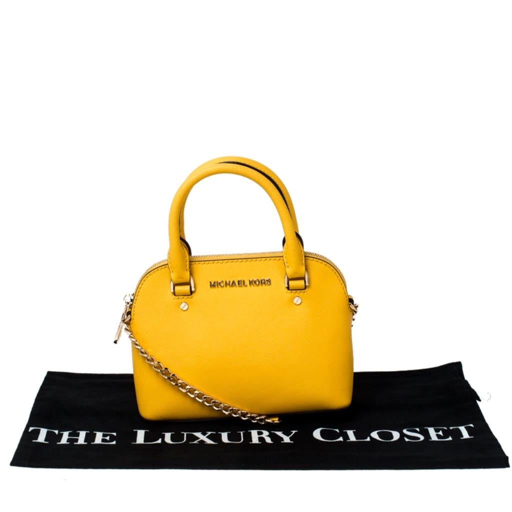 Michael Kors Yellow Leather Mini Emmy Cindy Crossbody Bag 4