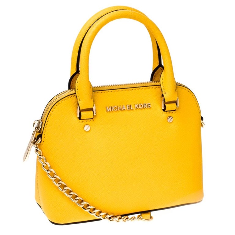 Michael Kors Yellow Leather Mini Emmy Cindy Crossbody Bag at 1stDibs