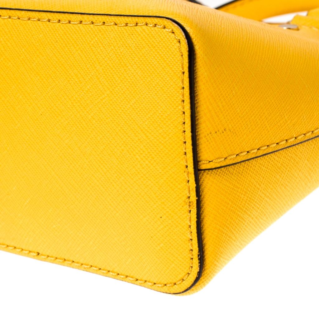 Michael Kors Yellow Leather Mini Emmy Cindy Crossbody Bag 2