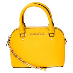 Used Michael Kors Yellow Leather Mini Emmy Cindy Crossbody Bag