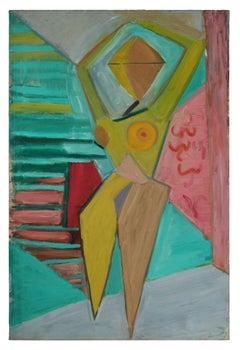 Abstracted Cubist Figure in Oil, Circa Late 1950s