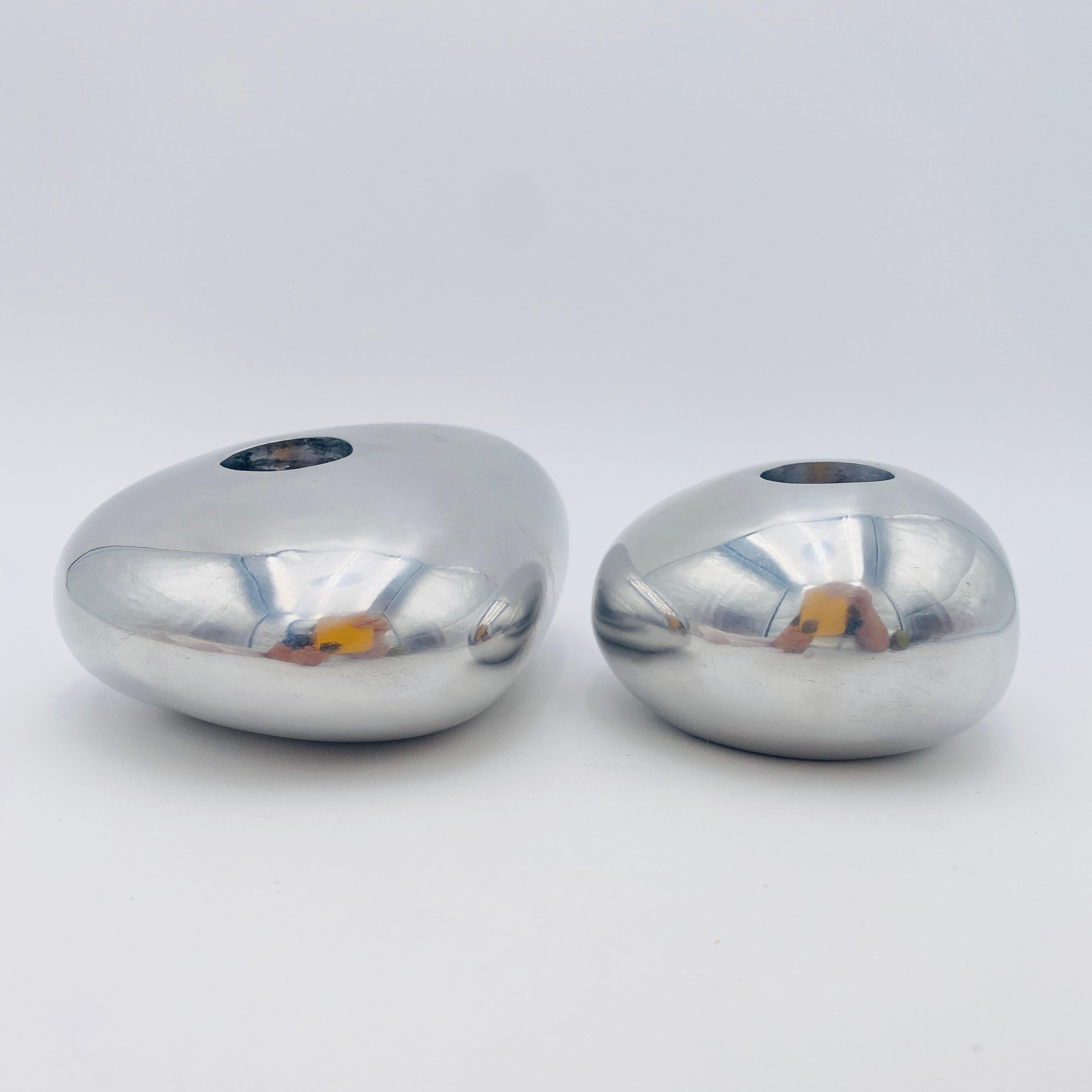 Post-Modern Michael Lax Design Grainware Metaal Post Modern Candlesticks c.1990 For Sale