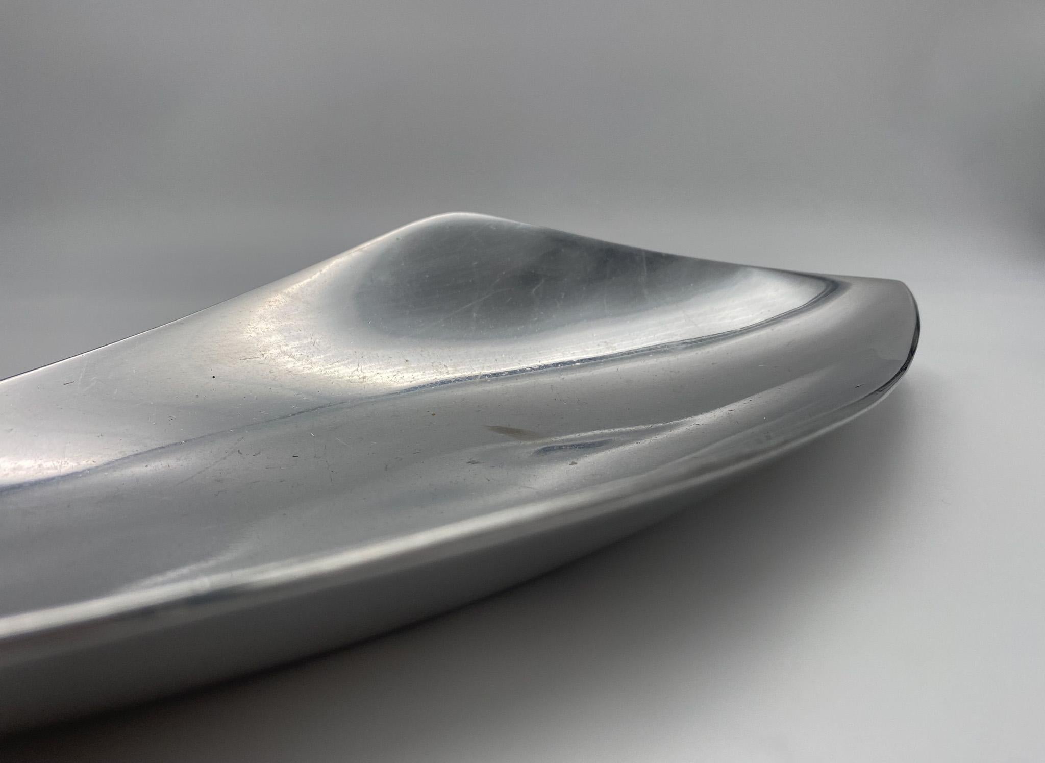 Post-Modern Michael Lax Sculptural Polished Aluminum Bowl for Grainware, 1980's  For Sale
