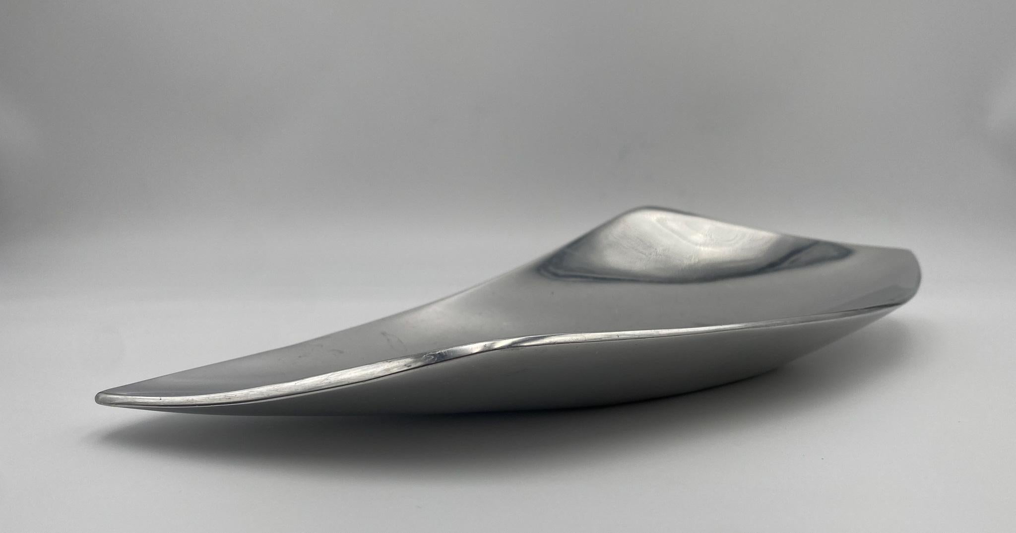 American Michael Lax Sculptural Polished Aluminum Bowl for Grainware, 1980's  For Sale