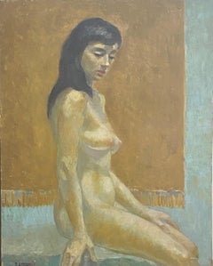 Studio Nude, Oil on canvas Signed By Michael Lemmermeyer, American 20th C.