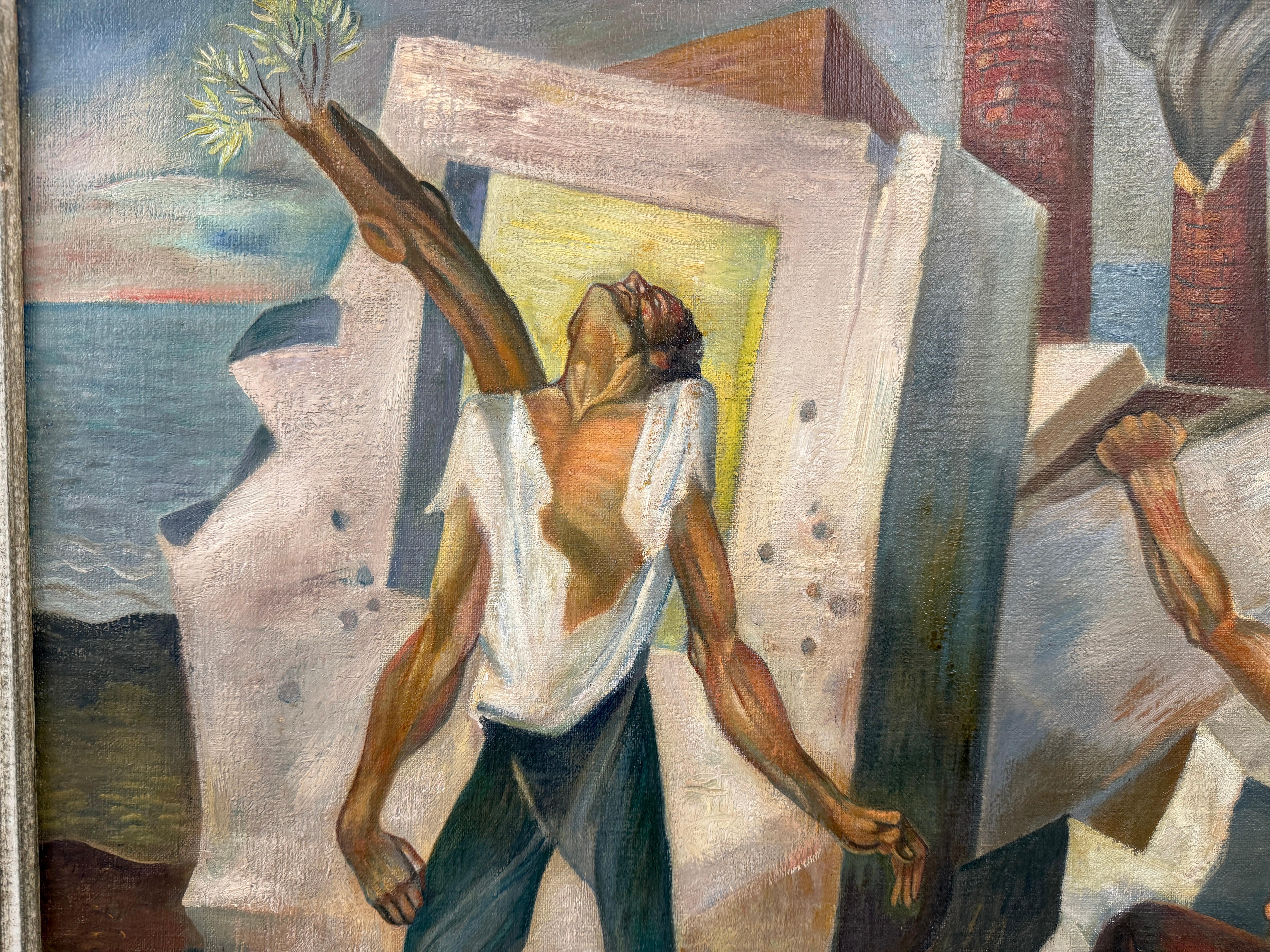 American Michael Lenson WPA Surrealist Painting For Sale
