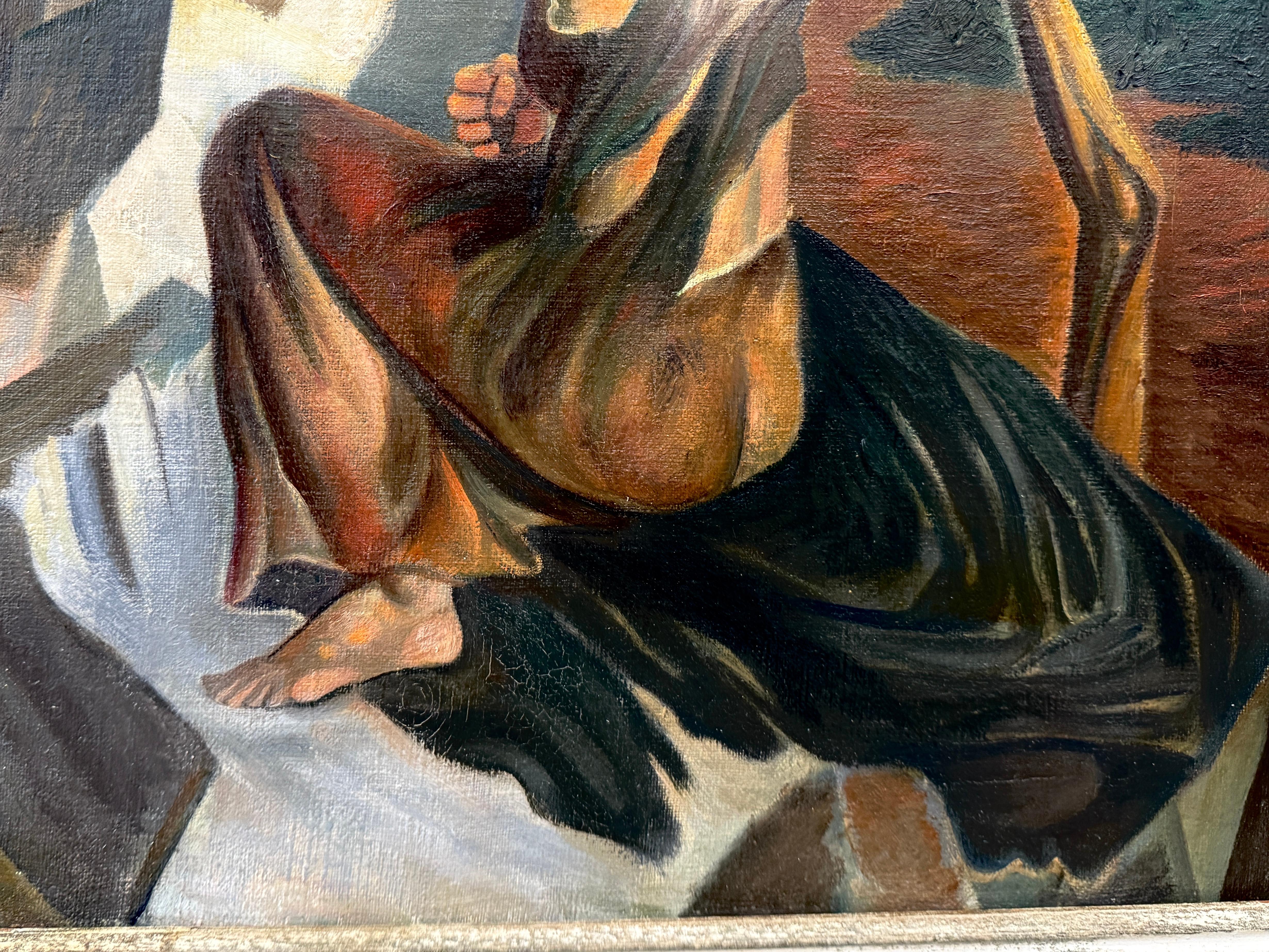 Canvas Michael Lenson WPA Surrealist Painting For Sale