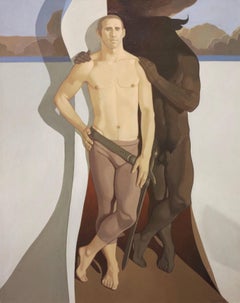 Theseus and the Minotaur, 1969 (Mythological black male nude painting)