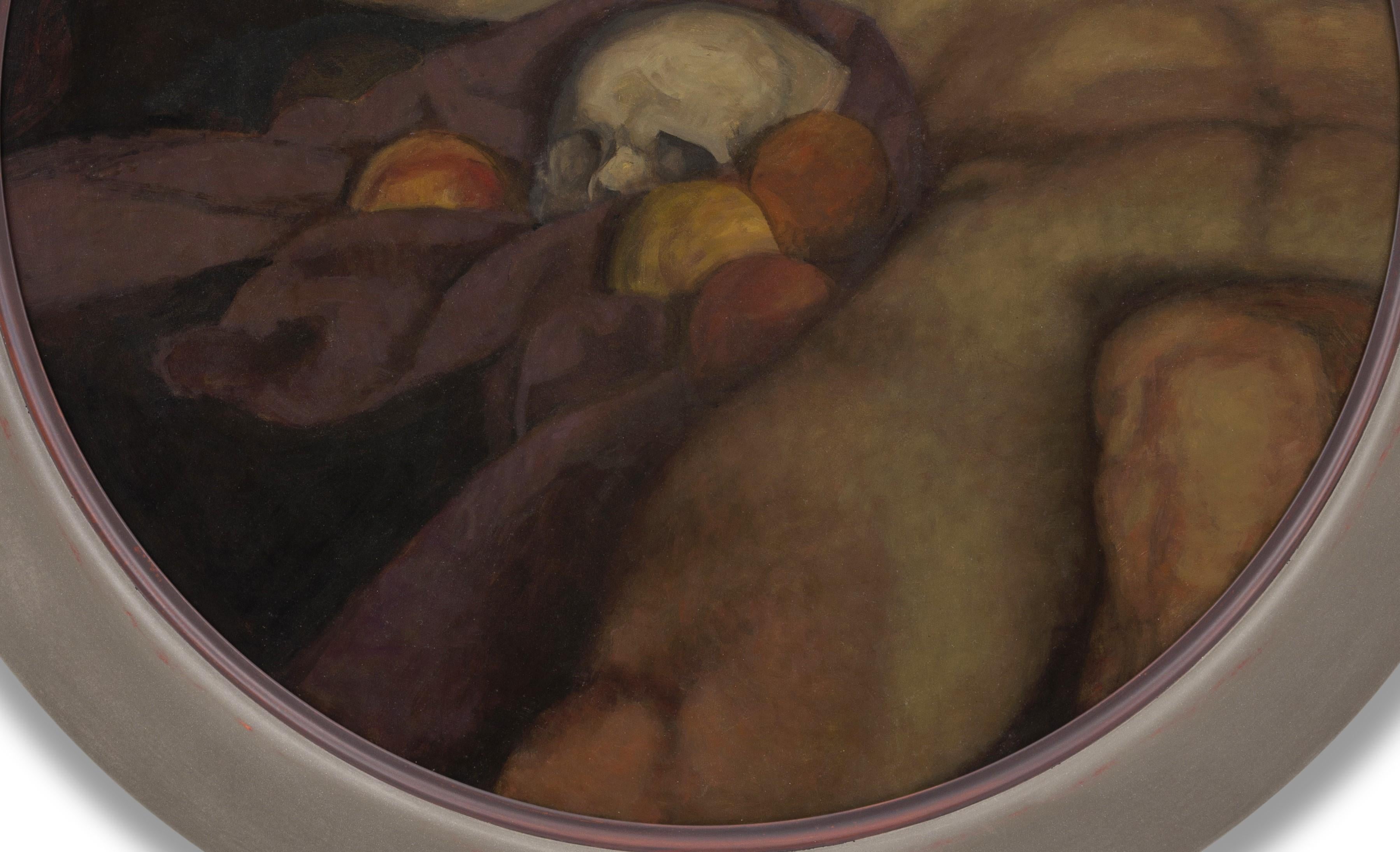 Olio alchidico su tavola, 81 cm di diametro (100 cm di diametro incorniciato). 

Sebbene sia famoso soprattutto per il suo ritratto di S.M. la Regina Elisabetta alla National Portrait Gallery di Londra, dalla fine degli anni '70 fino al suo ritiro