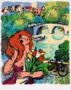 Lithographie en édition limitée « By the Canal » sur papier d'archives