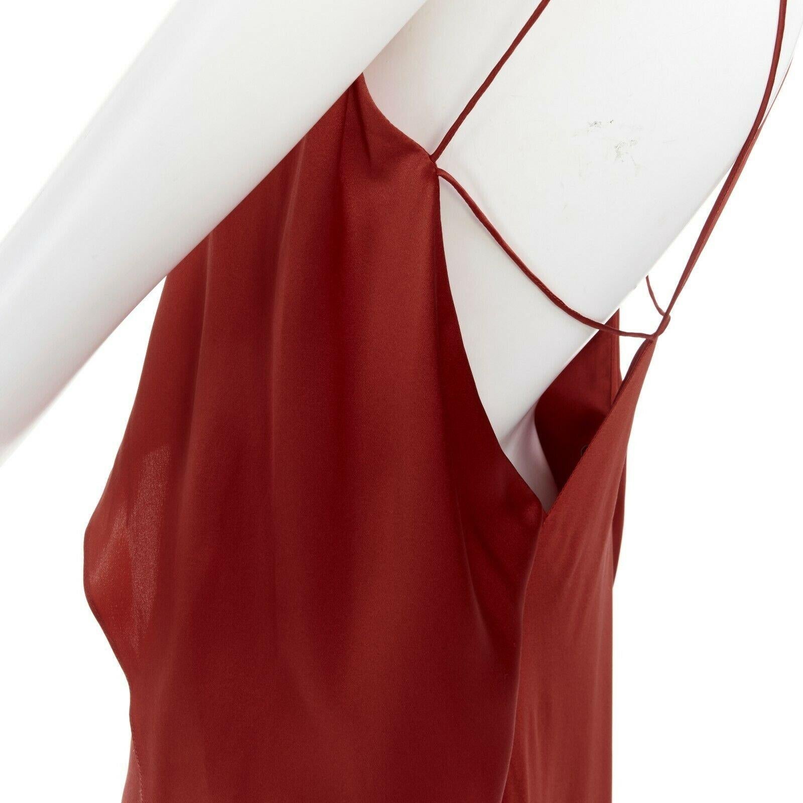Women's MICHAEL LO SORDO 100% silk satin V-neck draped open back draped gown UK6 XS