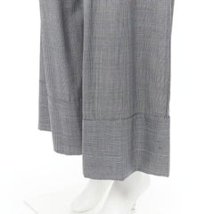 MICHAEL LO SORDO 100% wool grey herringbone check wide cuff wide pants UK6