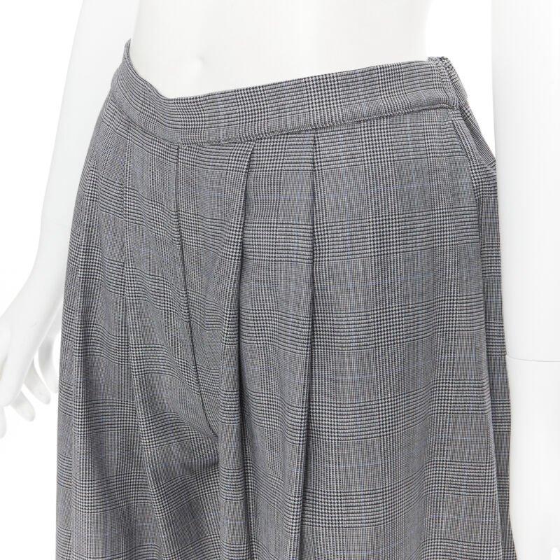 MICHAEL LO SORDO 100% laine gris à carreaux à chevrons pantalon large à revers UK6 en vente 2