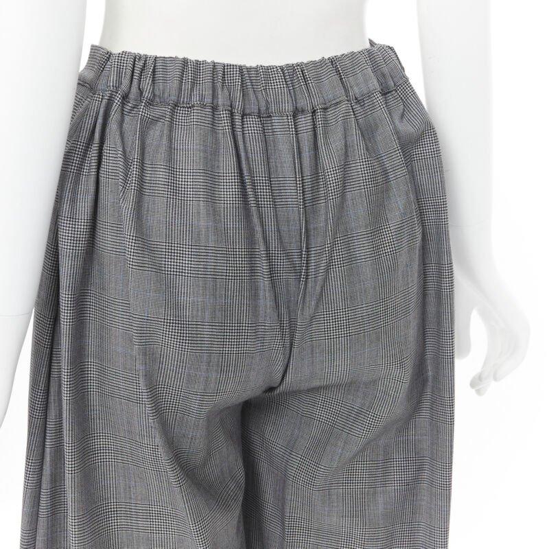 MICHAEL LO SORDO 100% laine gris à carreaux à chevrons pantalon large à revers UK6 en vente 3