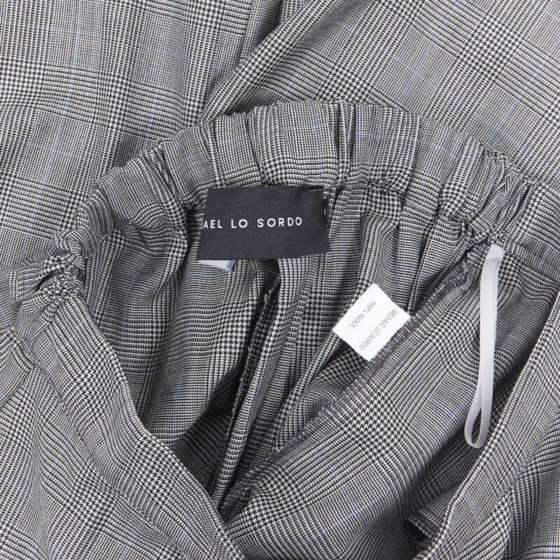 MICHAEL LO SORDO 100% laine gris à carreaux à chevrons pantalon large à revers UK6 en vente 4