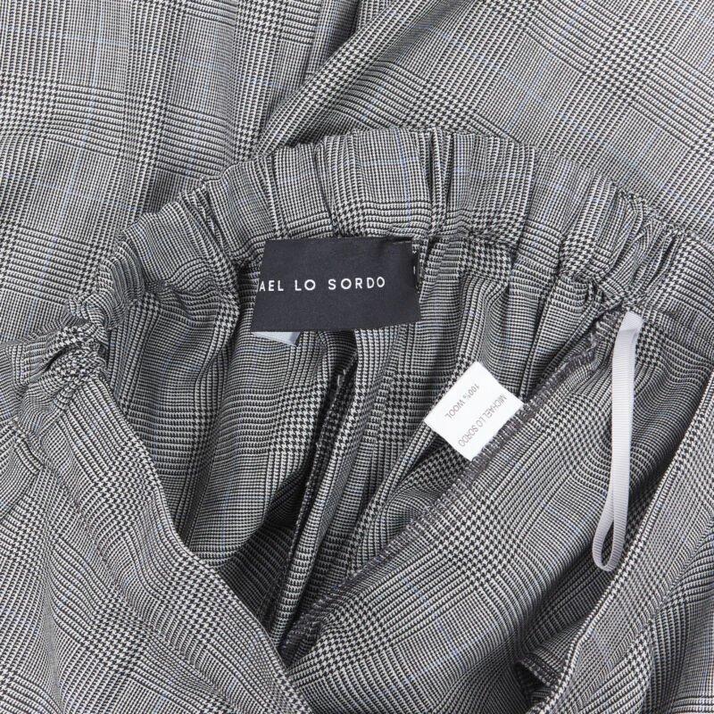MICHAEL LO SORDO 100% wool grey herringbone check wide cuff wide pants UK6 For Sale 4