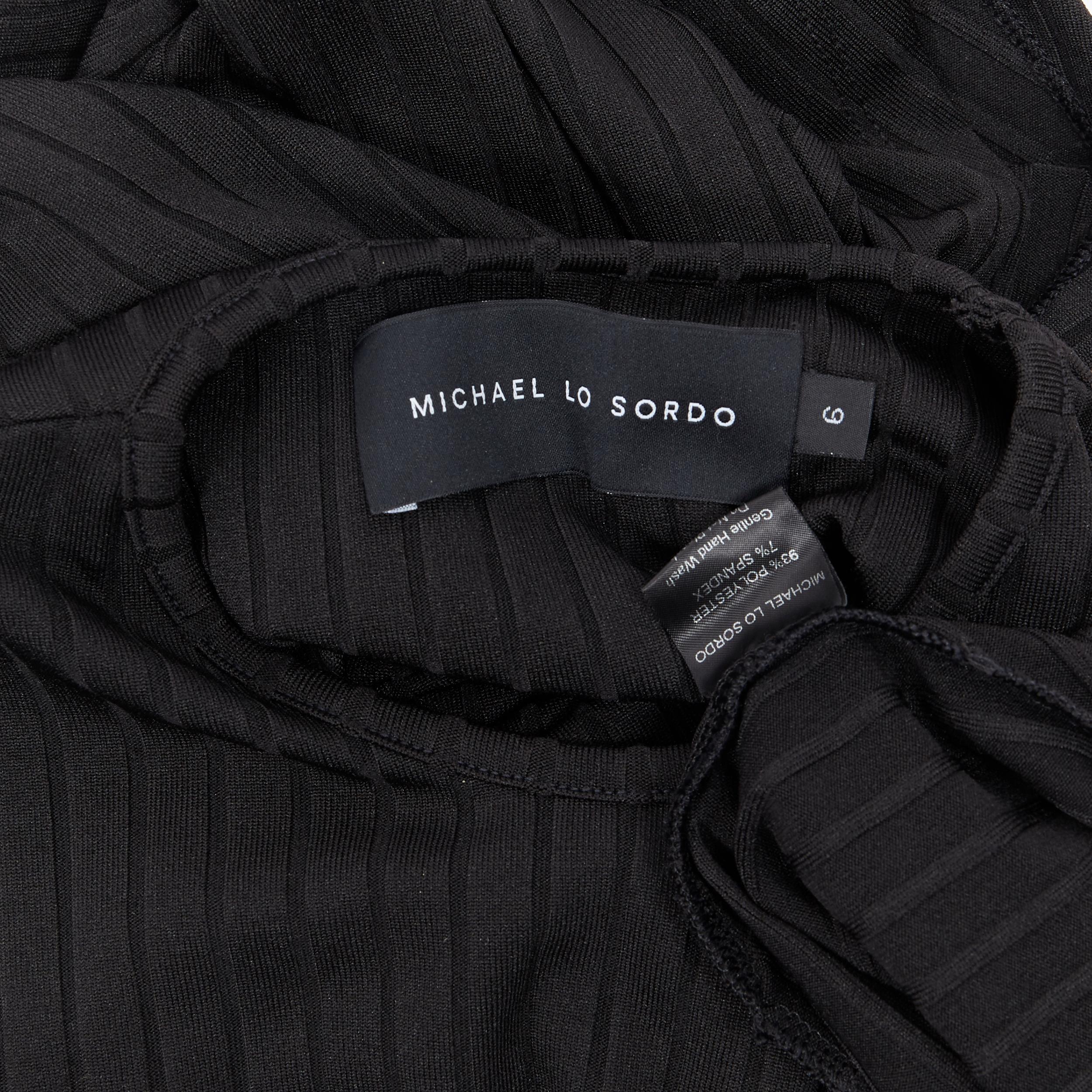 MICHAEL LO SORDO black ribbed circle cut out open back maxi dress UK6 XS 2