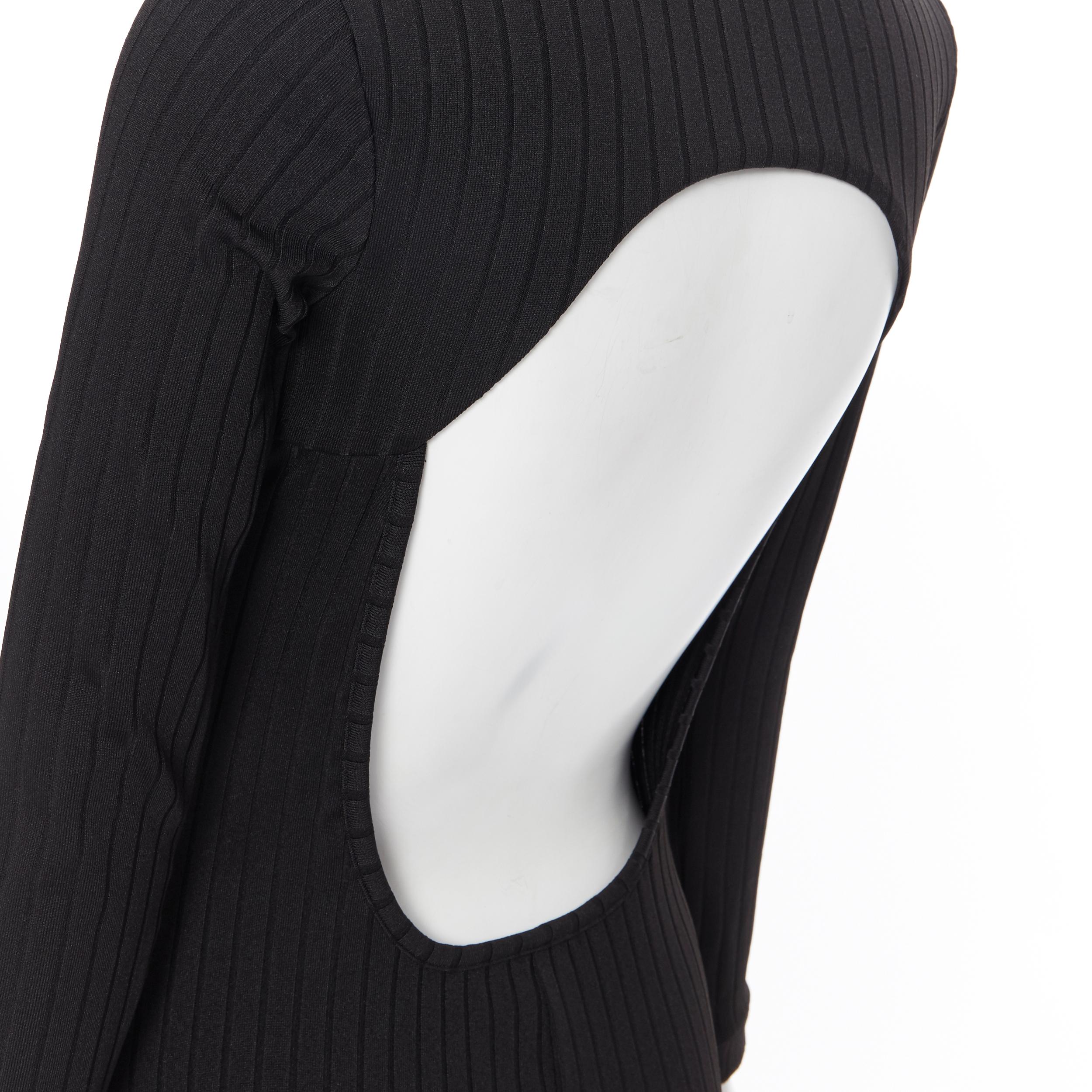 Women's MICHAEL LO SORDO black ribbed circle cut out open back maxi dress UK6 XS