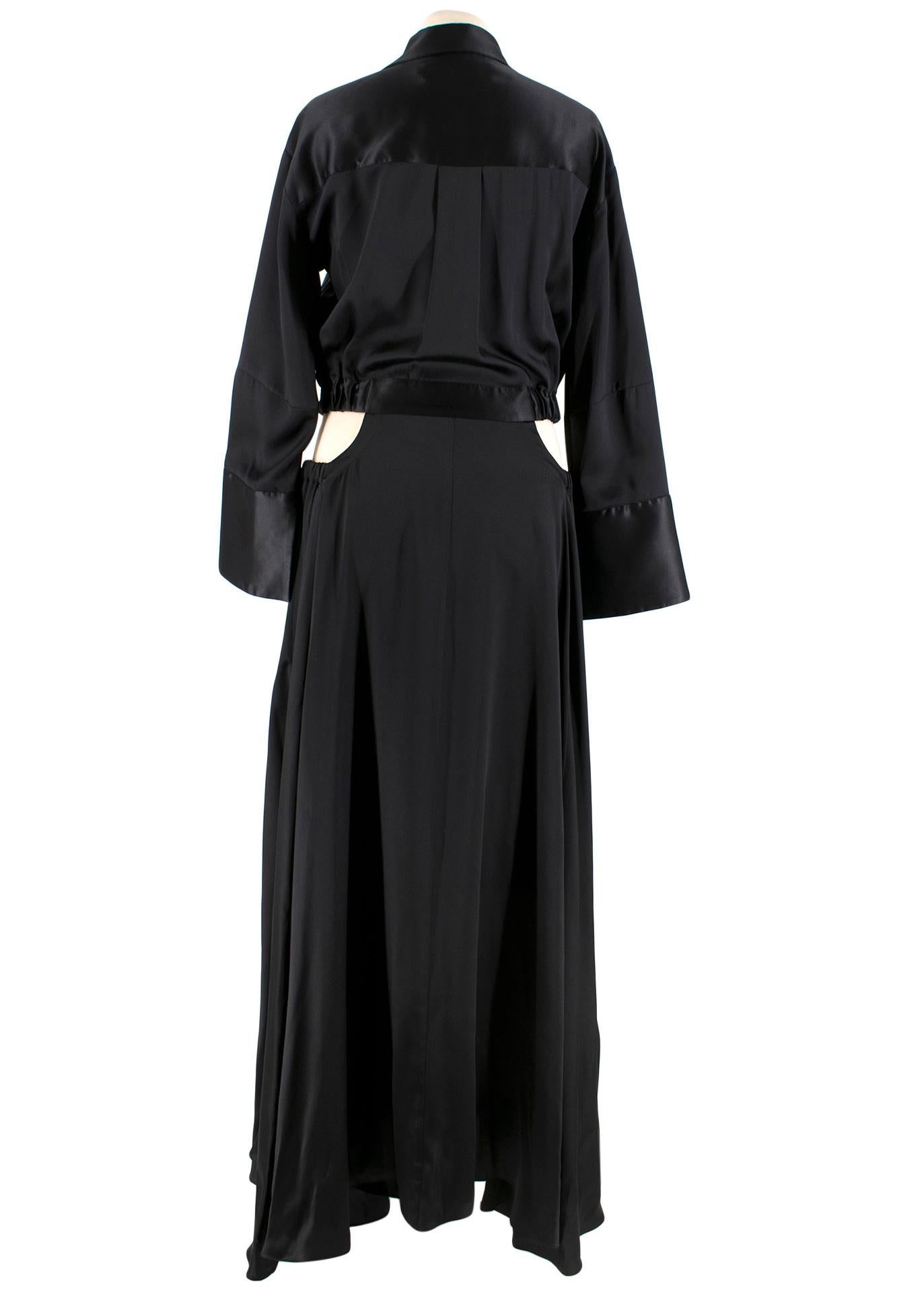Michael Lo Sordo cutout silk maxi dress taking a much relaxed approach to evening wear. This maxi dress is made from lustrous black silk-satin and detailed with cutouts that sit low on the hips

- Button fastenings along front
- Dry clean
- Cut to