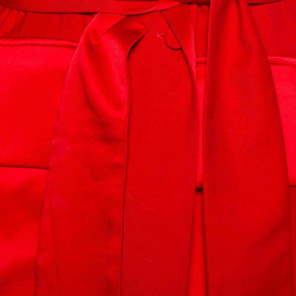Women's Michael Lo Sordo Red Satin Trimmed Wrap Blazer L For Sale