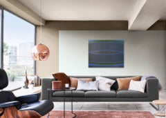 BLUE EDGE 20th century oil painting Abstract 60s color field by Michael Loew