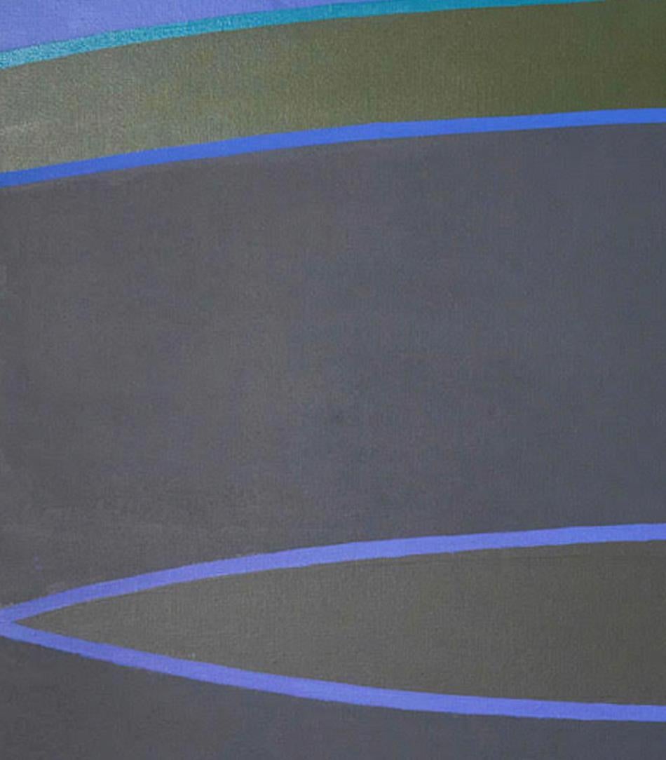 BLUE EDGE 20th century oil painting Abstract 60s color field by Michael Loew For Sale 2