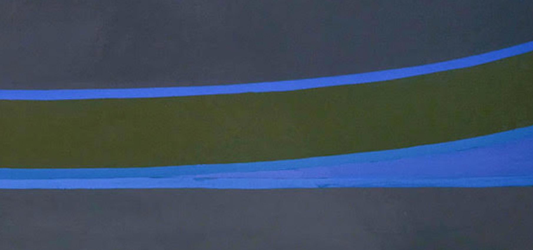 BLUE EDGE 20th century oil painting Abstract 60s color field by Michael Loew For Sale 3