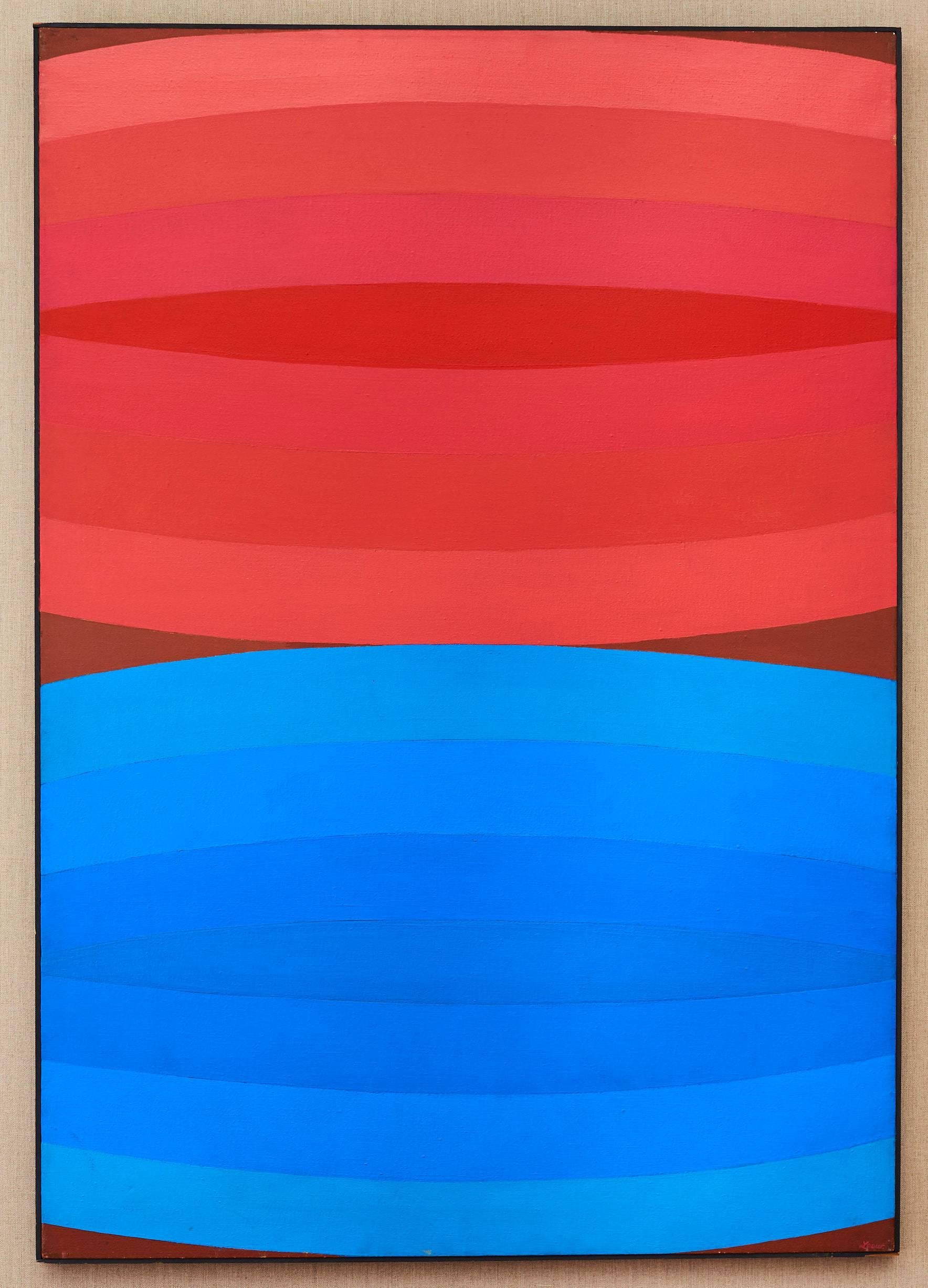 Red Above Blue, 1966 - Painting by Michael Loew