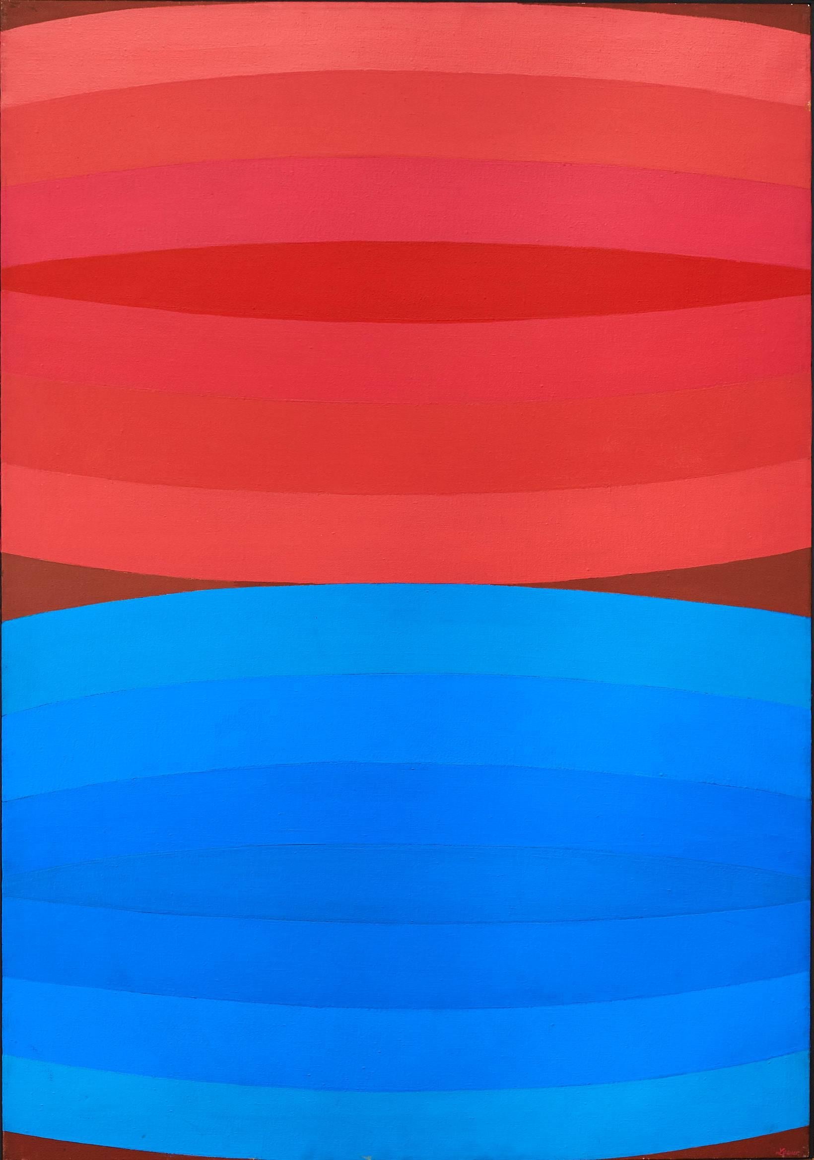 Michael Loew Abstract Painting - Red Above Blue, 1966