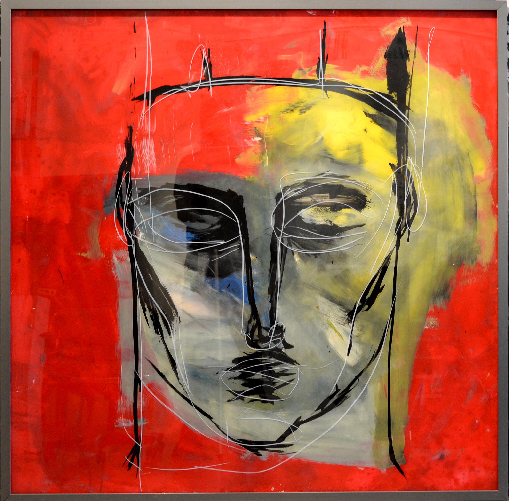 Abstract Painting Michael Lotenero - Roi rouge - Émaux sur plexi