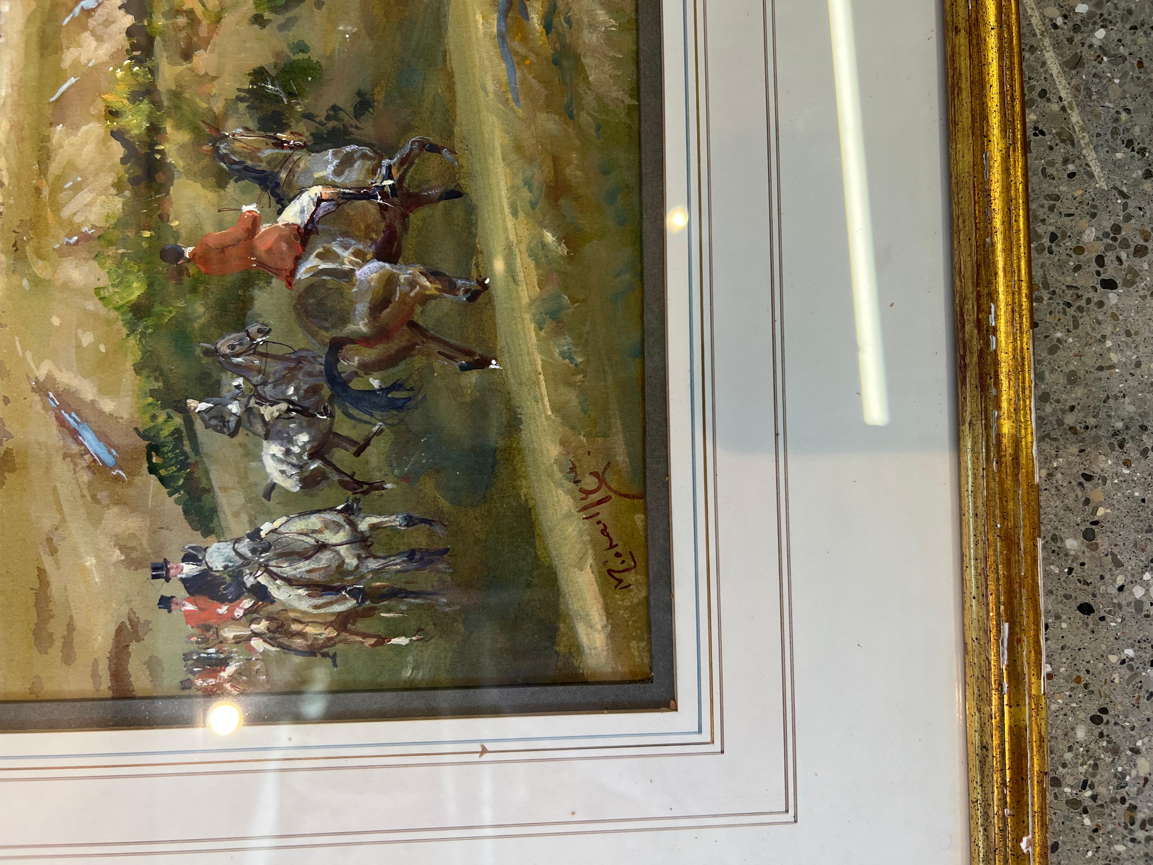 The Duke of Beccleuchs Going Away From a Find at Chaple Hill - Painting by Michael Lyne