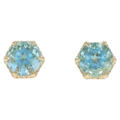 Michael M Aquamarin Diamant Ohrstecker Gelbgold 14k rund 1,92ctw durchbohrt