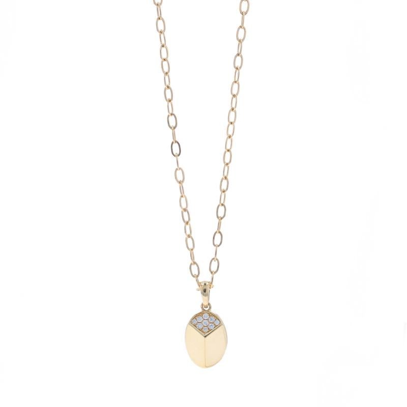 Marque : A&M
Design :  Sculpter

Contenu du métal : Or jaune 14k

Informations sur les pierres

Diamants naturels
Carat(s) : .06ctw
Coupe : Brillant rond
Couleur : G - H
Clarté : SI2 - I1

Style de chaîne : Câble plat
Style du collier : Chaîne
Type