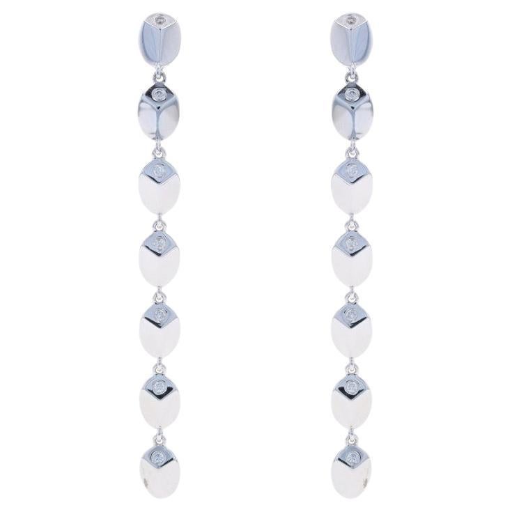Michael M Carve Drop Diamond Earrings - White Gold 14k Round .11ctw Pierced