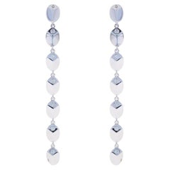 Michael M Carve Drop Diamond Earrings - White Gold 14k Round .11ctw Pierced