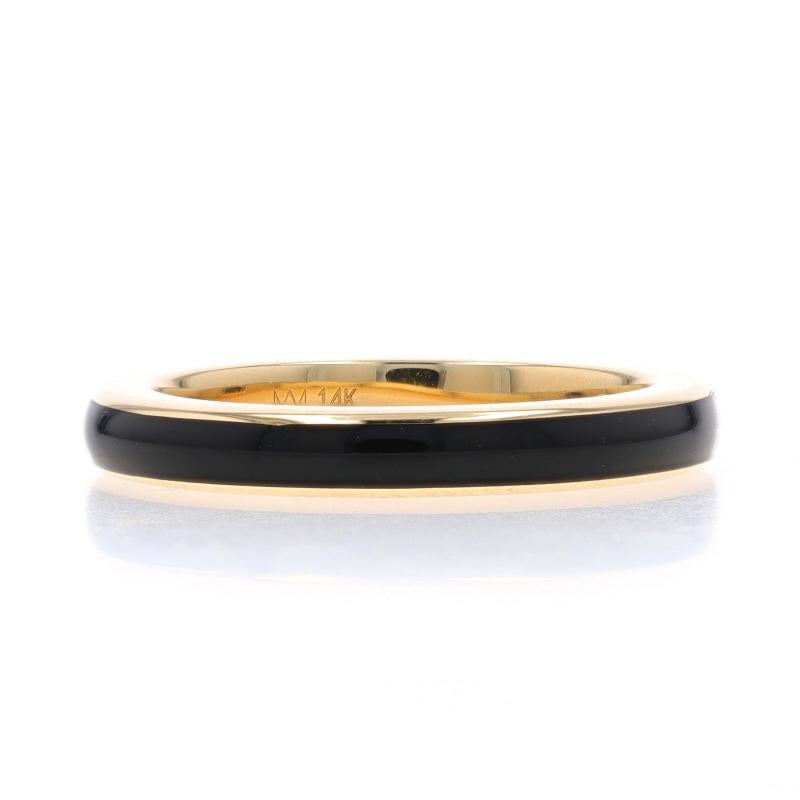 Michael I-One Black Enamel Band - Yellow Gold 14k Stripe Stack Ring Sz 6 1/2