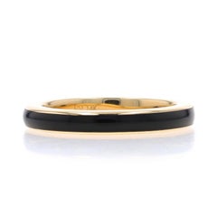 Michael I-One Black Enamel Band - Yellow Gold 14k Stripe Stack Ring Sz 6 1/2