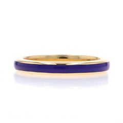 Michael M Chroma Blue Enamel Band - Yellow Gold 14k Stripe Stack Ring Sz 7