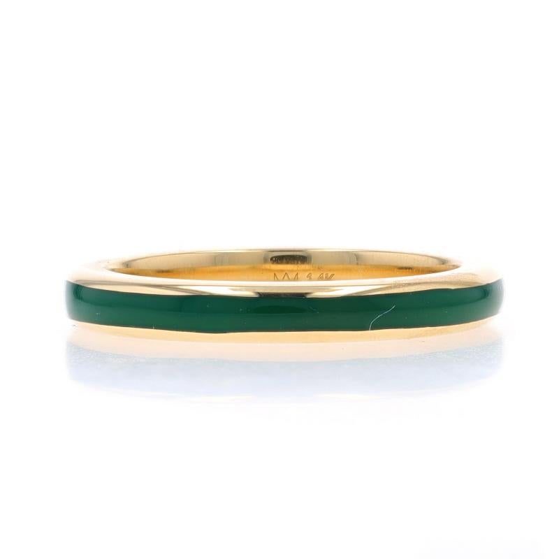 Michael M, bague empilable à rayures en or jaune 14 carats et émail vert chroma, taille 7 Pour femmes en vente