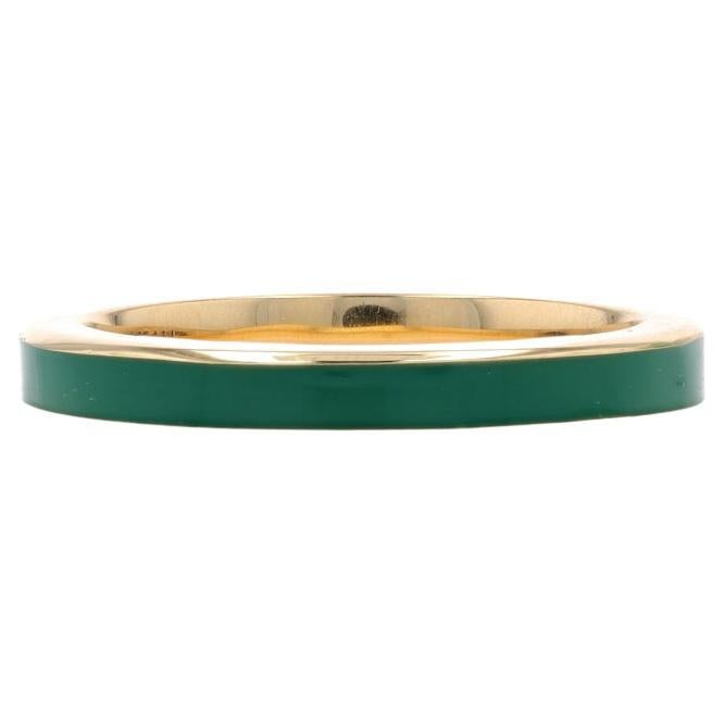 Michael M Chroma Green Enamel Band - Yellow Gold 14k Stripe Stack Ring Size 7