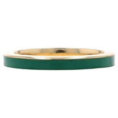 Michael M Banda de esmalte verde Chroma - Anillo apilado de oro amarillo de 14k con rayas Talla 7